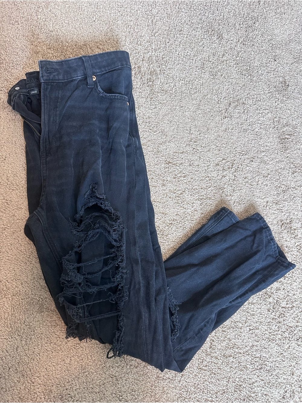 American Eagle Outfitters Dark Blue Distressed Boyfriend Jeans